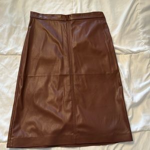 Brown Pleather Pencil Skirt